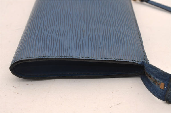Authentic Louis Vuitton Epi Pochette Accessoires Pouch Blue M52945 LV 1845I