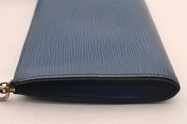 Authentic Louis Vuitton Epi Pochette Accessoires Pouch Blue M52945 LV 1845I