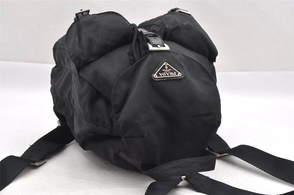 Authentic PRADA Vintage Nylon Tessuto Leather Drawstring Backpack Black 1846I