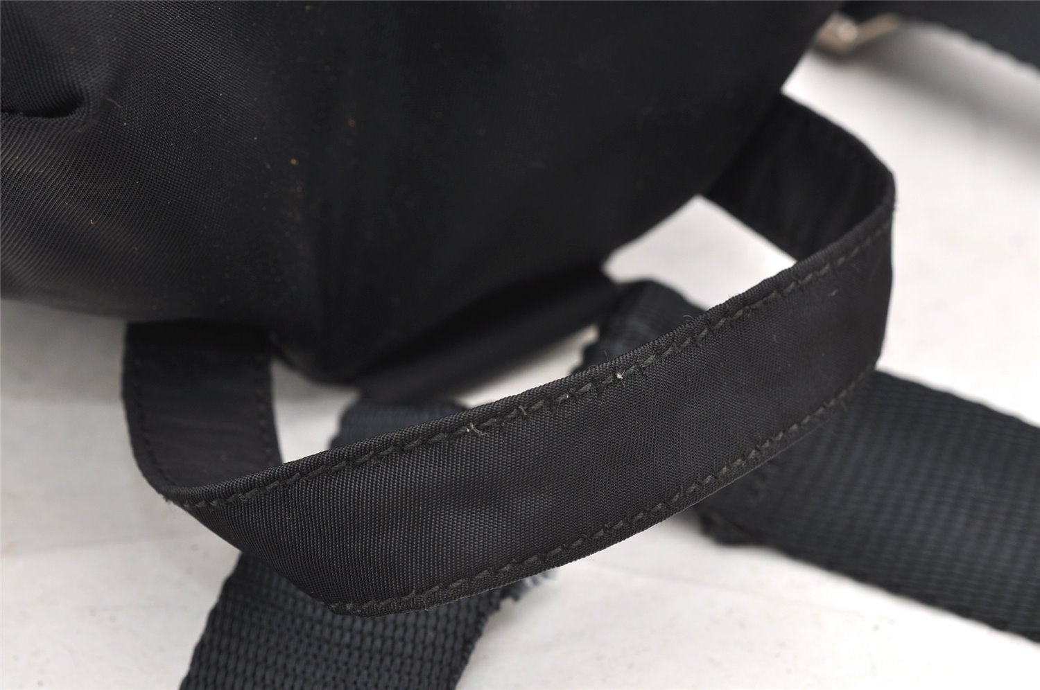 Authentic PRADA Vintage Nylon Tessuto Leather Drawstring Backpack Black 1846I
