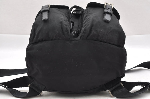 Authentic PRADA Vintage Nylon Tessuto Leather Drawstring Backpack Black 1846I