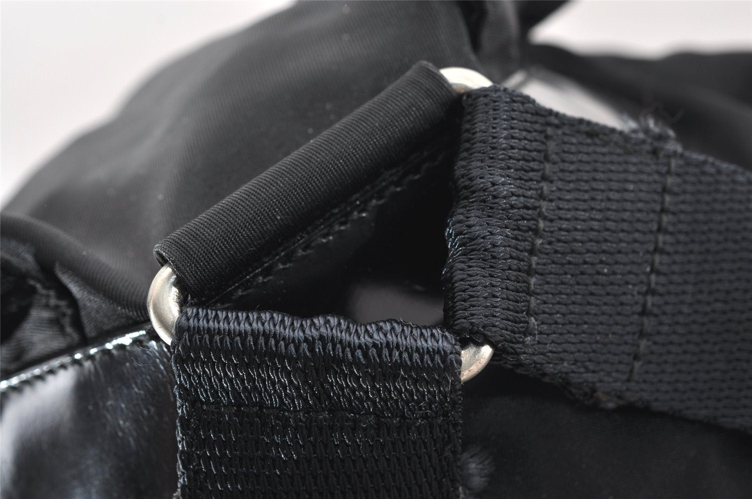 Authentic PRADA Vintage Nylon Tessuto Leather Drawstring Backpack Black 1846I