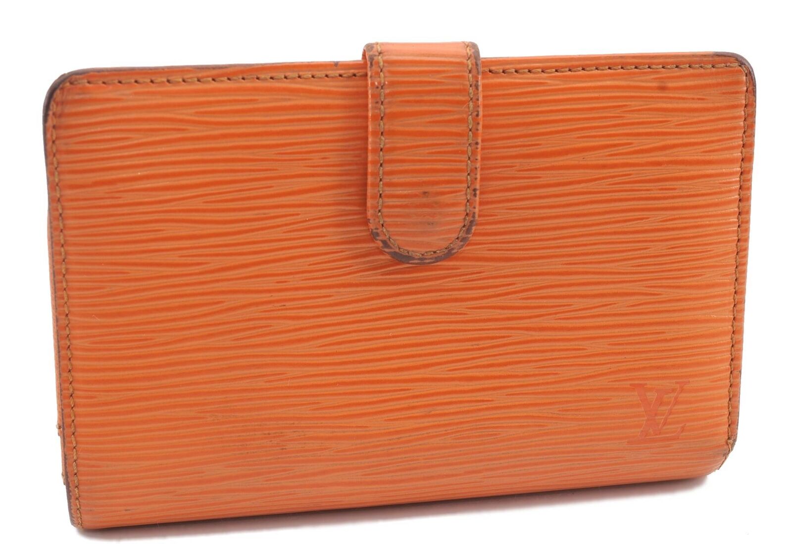 Auth LOUIS VUITTON Epi Porte Monnaie Billets Viennois Wallet M6324H Orange 1847C