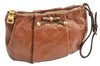 Authentic PRADA Vintage Leather Nappa Clutch Hand Bag Purse Brown 1848G