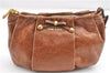 Authentic PRADA Vintage Leather Nappa Clutch Hand Bag Purse Brown 1848G