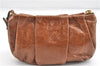 Authentic PRADA Vintage Leather Nappa Clutch Hand Bag Purse Brown 1848G