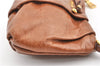 Authentic PRADA Vintage Leather Nappa Clutch Hand Bag Purse Brown 1848G