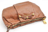 Authentic PRADA Vintage Leather Nappa Clutch Hand Bag Purse Brown 1848G
