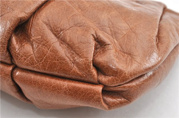 Authentic PRADA Vintage Leather Nappa Clutch Hand Bag Purse Brown 1848G