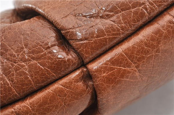 Authentic PRADA Vintage Leather Nappa Clutch Hand Bag Purse Brown 1848G