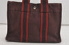 Authentic HERMES Fourre Tout PM Vintage Hand Tote Bag Canvas Wine Red 1849I