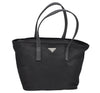 Authentic PRADA Vintage Nylon Tessuto Leather Tote Hand Bag Black 1850I