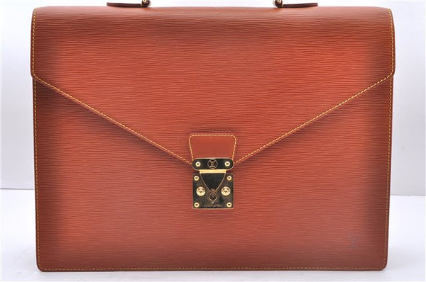 Authentic Louis Vuitton Epi Serviette Conseiller Brown Briefcase M54428 LV 1851E