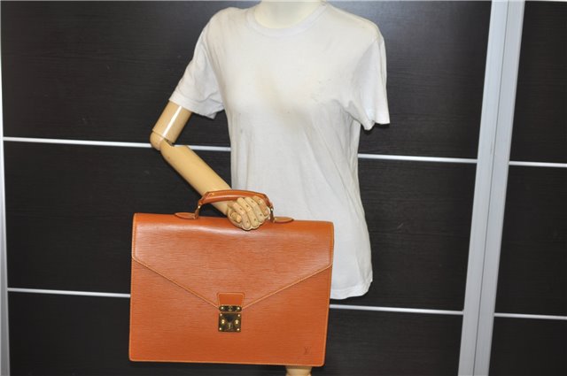 Authentic Louis Vuitton Epi Serviette Conseiller Brown Briefcase M54428 LV 1851E