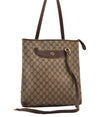 Authentic GUCCI Vintage Shoulder Tote Bag GG PVC Leather Brown Junk 1851G