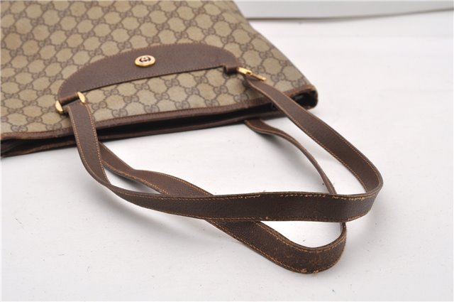Authentic GUCCI Vintage Shoulder Tote Bag GG PVC Leather Brown Junk 1851G