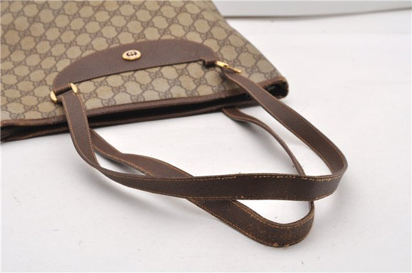 Authentic GUCCI Vintage Shoulder Tote Bag GG PVC Leather Brown Junk 1851G