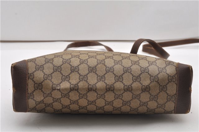 Authentic GUCCI Vintage Shoulder Tote Bag GG PVC Leather Brown Junk 1851G