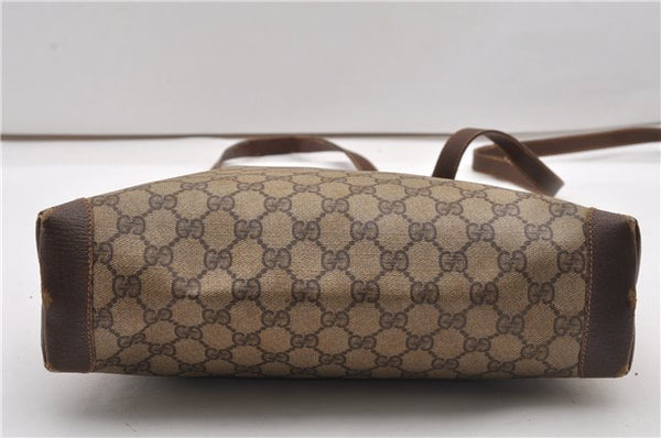 Authentic GUCCI Vintage Shoulder Tote Bag GG PVC Leather Brown Junk 1851G