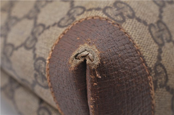 Authentic GUCCI Vintage Shoulder Tote Bag GG PVC Leather Brown Junk 1851G