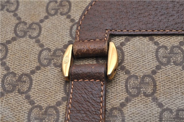 Authentic GUCCI Vintage Shoulder Tote Bag GG PVC Leather Brown Junk 1851G