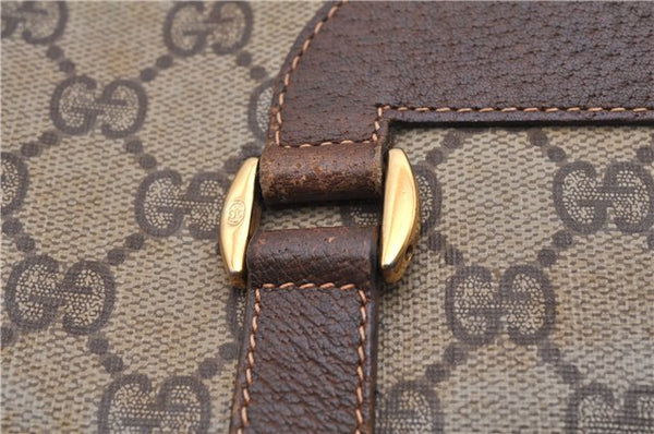 Authentic GUCCI Vintage Shoulder Tote Bag GG PVC Leather Brown Junk 1851G