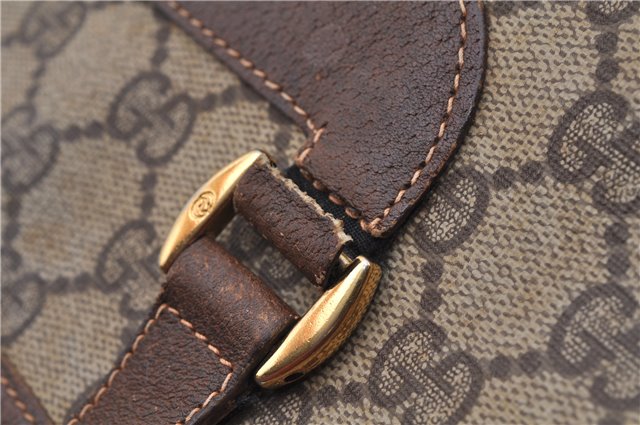 Authentic GUCCI Vintage Shoulder Tote Bag GG PVC Leather Brown Junk 1851G