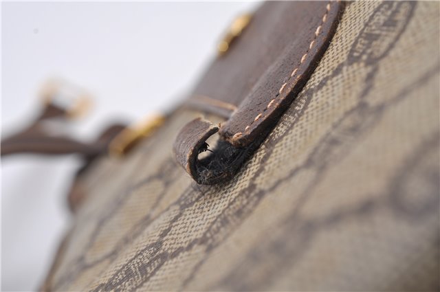 Authentic GUCCI Vintage Shoulder Tote Bag GG PVC Leather Brown Junk 1851G