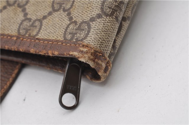 Authentic GUCCI Vintage Shoulder Tote Bag GG PVC Leather Brown Junk 1851G