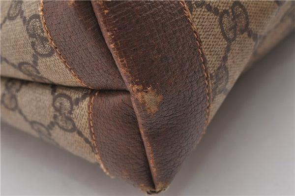 Authentic GUCCI Vintage Shoulder Tote Bag GG PVC Leather Brown Junk 1851G