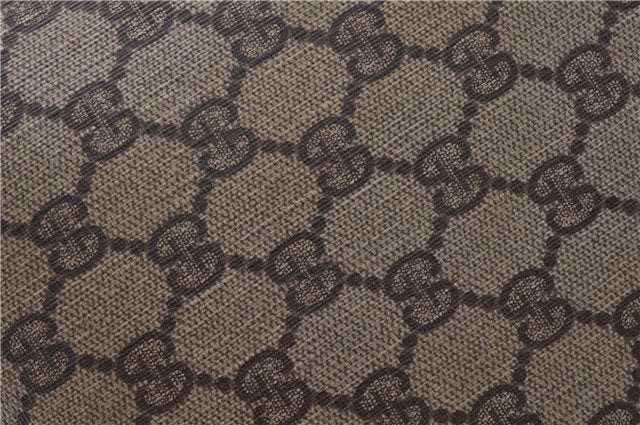 Authentic GUCCI Vintage Shoulder Tote Bag GG PVC Leather Brown Junk 1851G