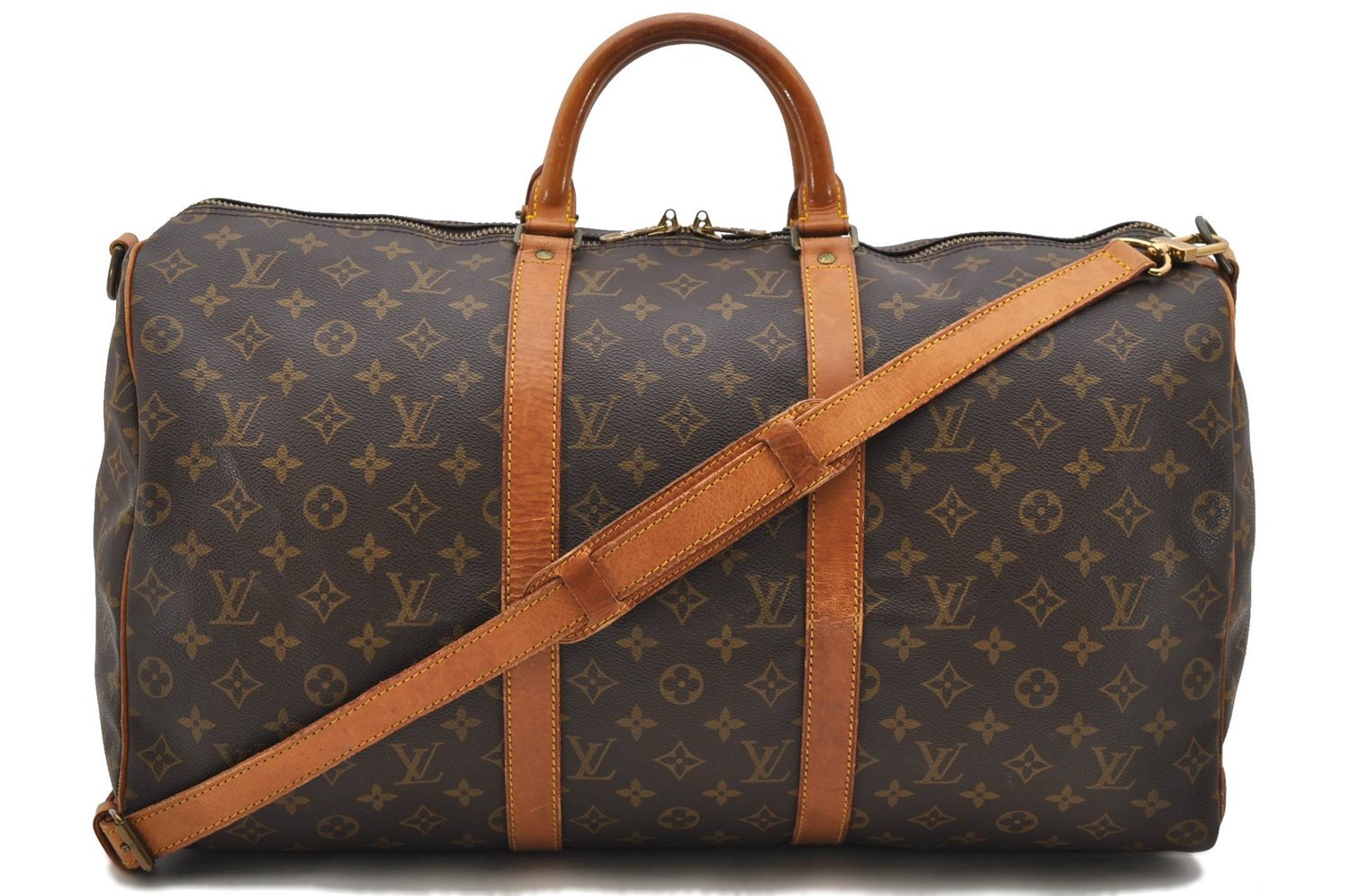 Auth Louis Vuitton Monogram Keepall Bandouliere 50 Boston Bag M41416 LV 1852D