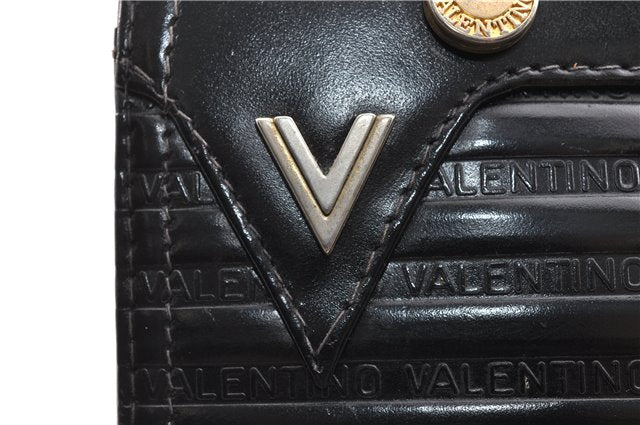 Authentic MARIO VALENTINO Logo Clutch Hand Bag Purse Leather Black 1853G