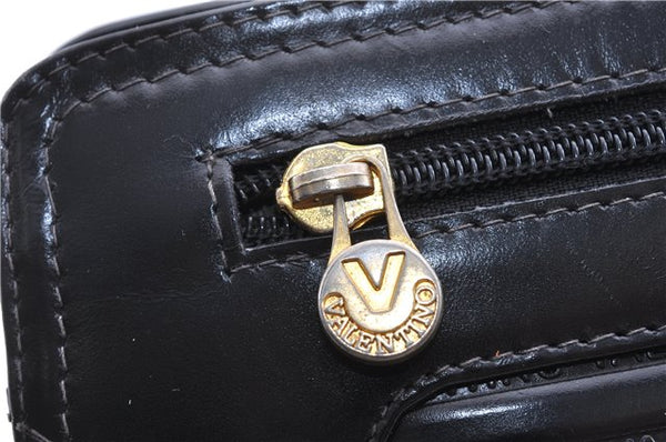 Authentic MARIO VALENTINO Logo Clutch Hand Bag Purse Leather Black 1853G