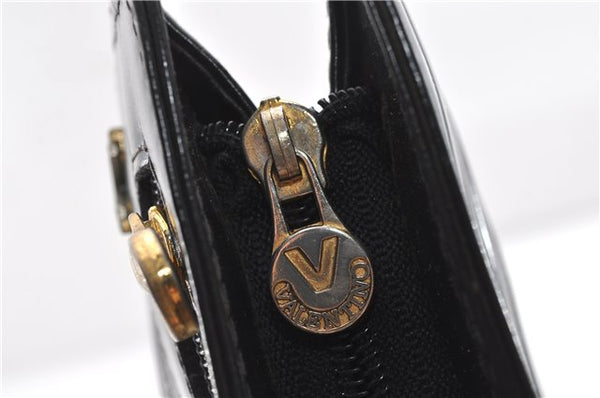 Authentic MARIO VALENTINO Logo Clutch Hand Bag Purse Leather Black 1853G