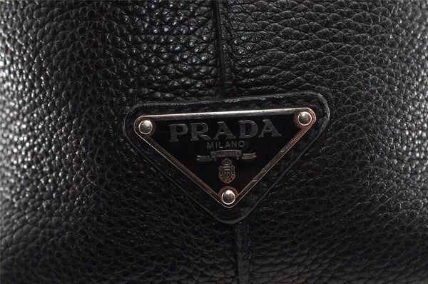 Authentic PRADA Leather Nappa 2Way Shoulder Cross Body Hand Tote Bag Black 1854I