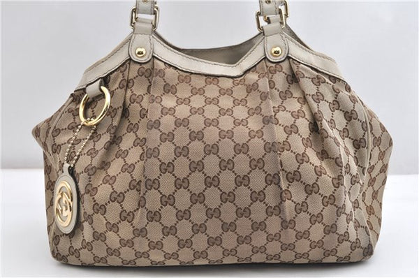Authentic GUCCI Sukey Shoulder Tote Bag GG Canvas Leather 211944 Brown 1855G