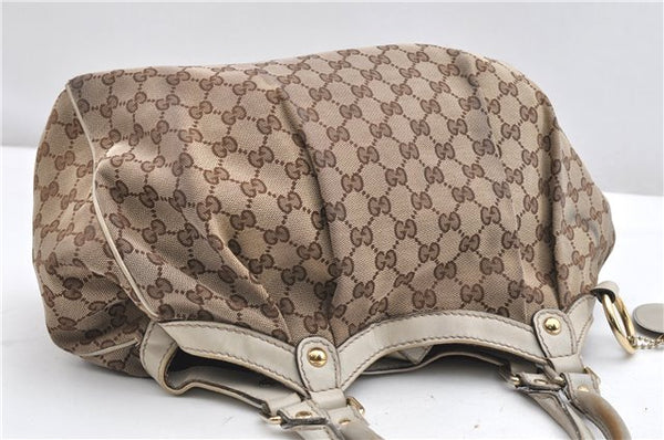 Authentic GUCCI Sukey Shoulder Tote Bag GG Canvas Leather 211944 Brown 1855G