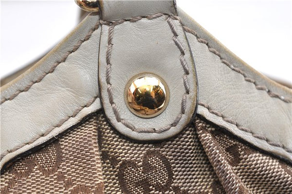 Authentic GUCCI Sukey Shoulder Tote Bag GG Canvas Leather 211944 Brown 1855G