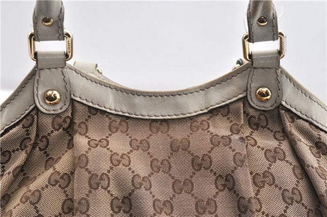 Authentic GUCCI Sukey Shoulder Tote Bag GG Canvas Leather 211944 Brown 1855G