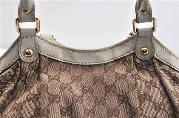 Authentic GUCCI Sukey Shoulder Tote Bag GG Canvas Leather 211944 Brown 1855G