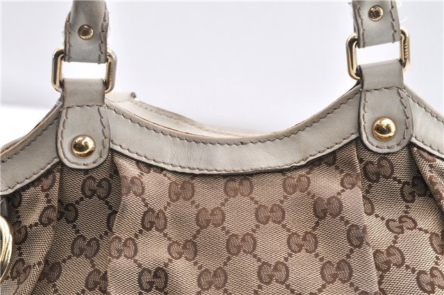 Authentic GUCCI Sukey Shoulder Tote Bag GG Canvas Leather 211944 Brown 1855G