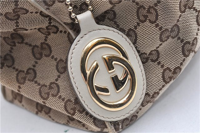 Authentic GUCCI Sukey Shoulder Tote Bag GG Canvas Leather 211944 Brown 1855G