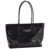 Authentic PRADA Vintage Enamel Shoulder Tote Bag Black 1855I