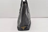 Authentic PRADA Vintage Enamel Shoulder Tote Bag Black 1855I