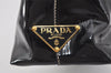 Authentic PRADA Vintage Enamel Shoulder Tote Bag Black 1855I