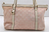 Authentic GUCCI Abbey Shoulder Tote Bag GG Canvas Leather 141470 Pink 1856G