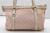 Authentic GUCCI Abbey Shoulder Tote Bag GG Canvas Leather 141470 Pink 1856G