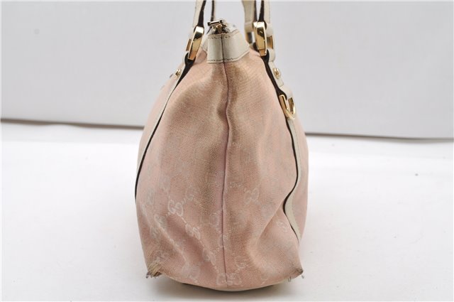 Authentic GUCCI Abbey Shoulder Tote Bag GG Canvas Leather 141470 Pink 1856G