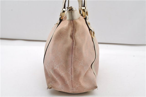 Authentic GUCCI Abbey Shoulder Tote Bag GG Canvas Leather 141470 Pink 1856G